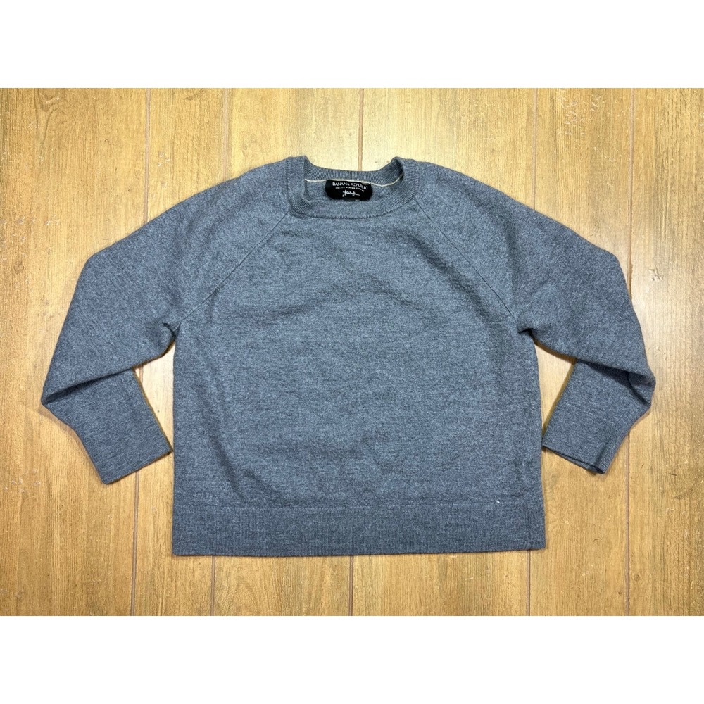 Banana Republic Italian Merino Wool Raglan Crewneck Sweater Grey XL 743007-01